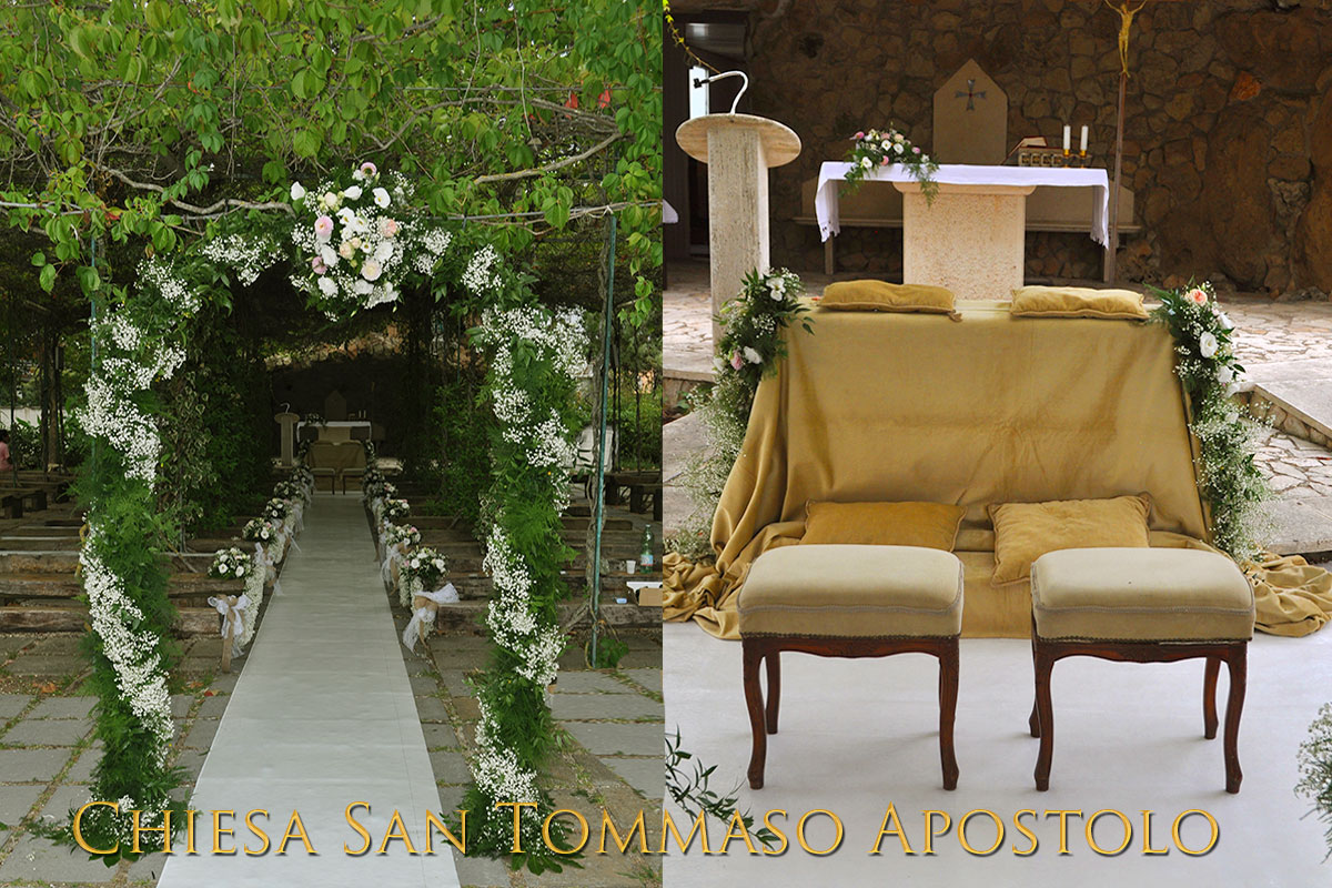 Flower arrangement for Wedding in the Church of San Tommaso Apostolo